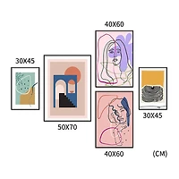 Gypsy Set of 5 Alloy Matt - Black Frame Wall Art III