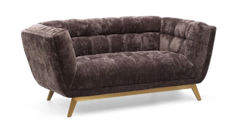 Yaletown Mid Century Accent Loveseat - Mocha Crushed Velvet
