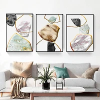 Madrid Set of 3 Alloy Matt - Black Frame Wall Art