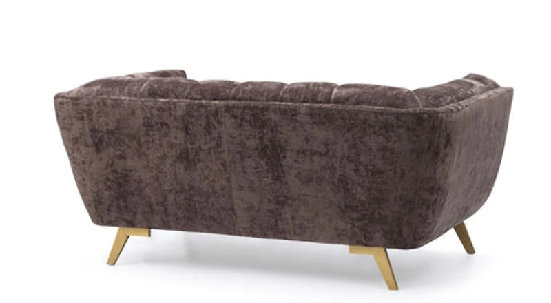 Yaletown Mid Century Accent Loveseat - Mocha Crushed Velvet