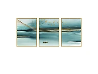 Azure Set of 3 Alloy Matt - Golden Frame Wall Art