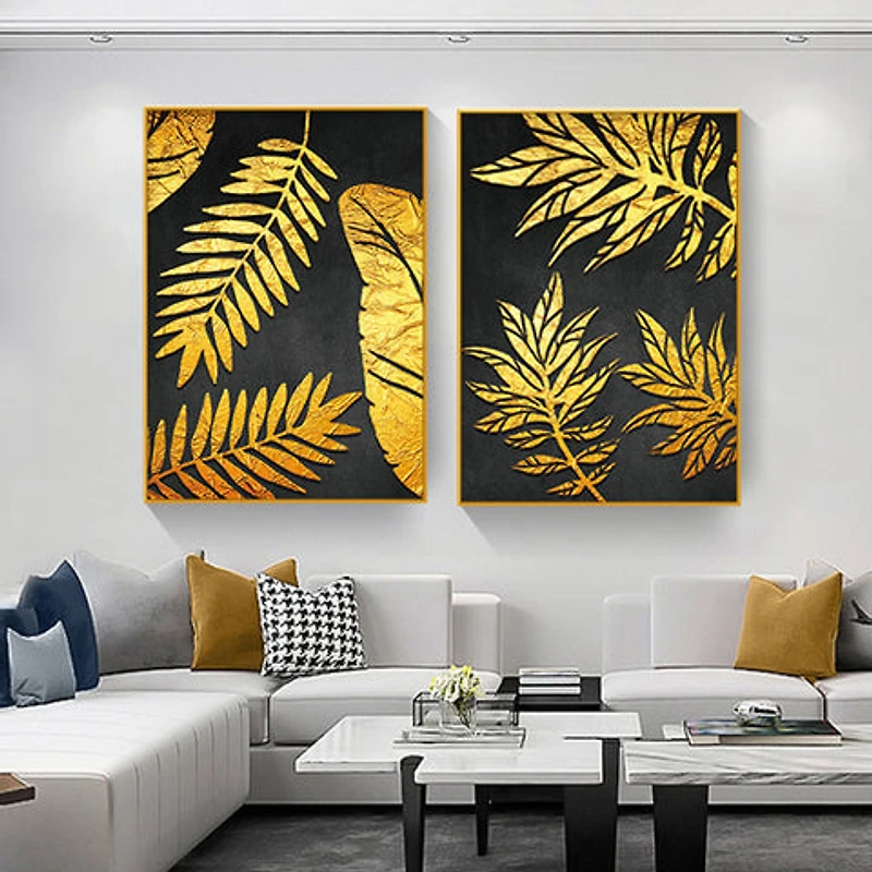 Shimmer Set of 2 Alloy Matt - Golden Frame Wall Art