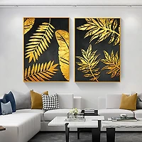 Shimmer Set of 2 Alloy Matt - Golden Frame Wall Art