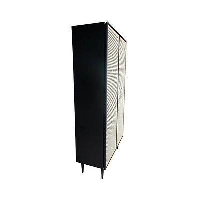 Floor Model Cane Bookcase With Full Doors