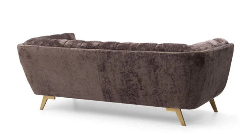 Yaletown Mid Century Accent Sofa - Mocha Crushed Velvet