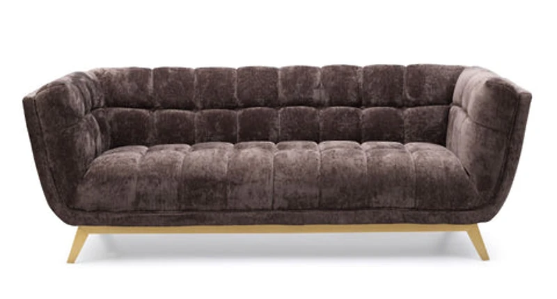 Yaletown Mid Century Accent Sofa - Mocha Crushed Velvet