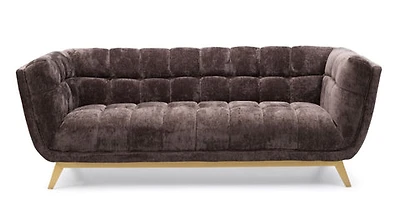 Yaletown Mid Century Accent Sofa - Mocha Crushed Velvet