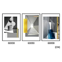 Valiant Set of 3 Alloy Matt - Black Frame Wall Art