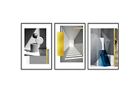 Valiant Set of 3 Alloy Matt - Black Frame Wall Art