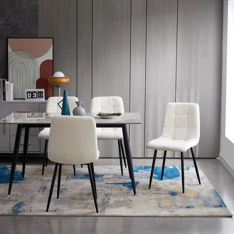 Lucas Fabric Dining Chair - Pearl Boucle