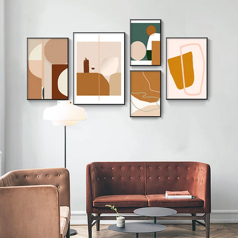 Arizona Set of 5 Alloy Matt - Black Frame Wall Art