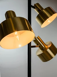Arrigo 3 Light Black and Antique Brass Floor Lamp