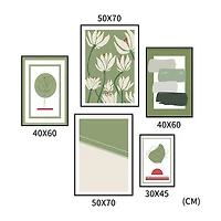 Bellisa II Set of 5 Alloy Matt - Black Frame Wall Art