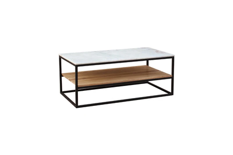 Frisco Coffee Table Marble & Black Metal Legs