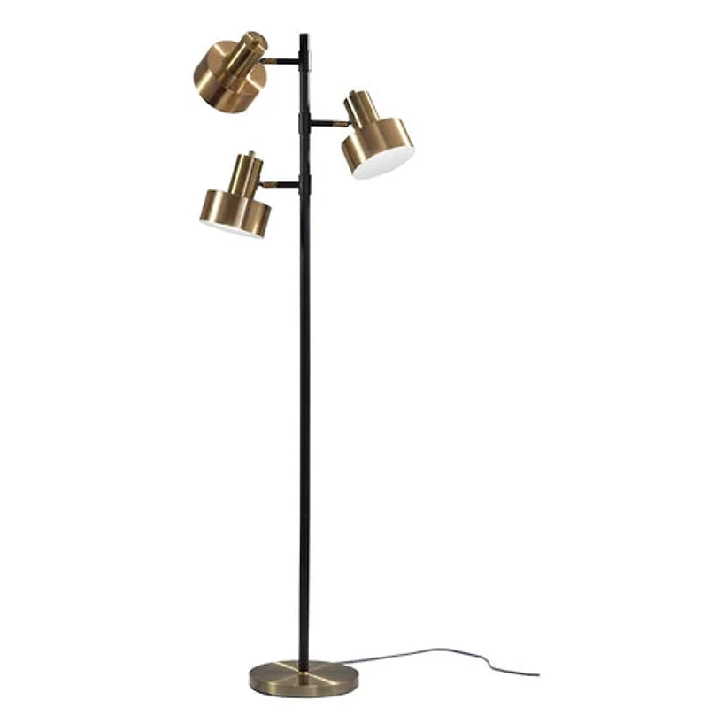 Arrigo 3 Light Black and Antique Brass Floor Lamp