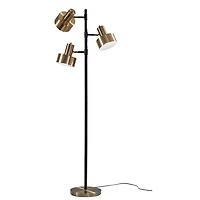 Arrigo 3 Light Black and Antique Brass Floor Lamp