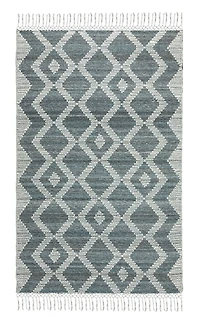 BATIM MACHINE WOVEN RUG IVORY/TEAL