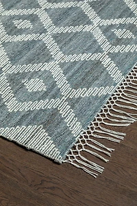 BATIM MACHINE WOVEN RUG IVORY/TEAL