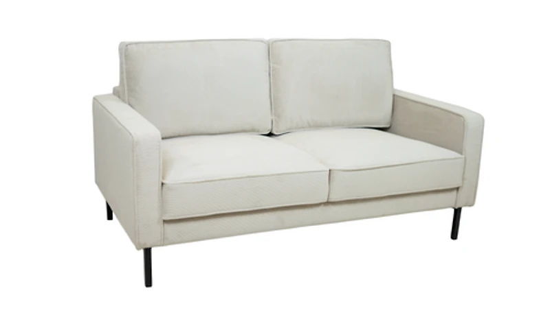 Beaumont Fabric Loveseat - Ivory Corduroy Striped Soft Velvet Upholste