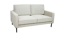 Beaumont Fabric Loveseat - Ivory Corduroy Striped Soft Velvet Upholste