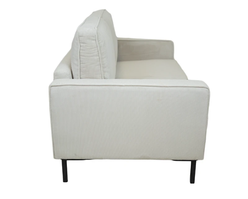 Beaumont Fabric Loveseat - Ivory Corduroy Striped Soft Velvet Upholste