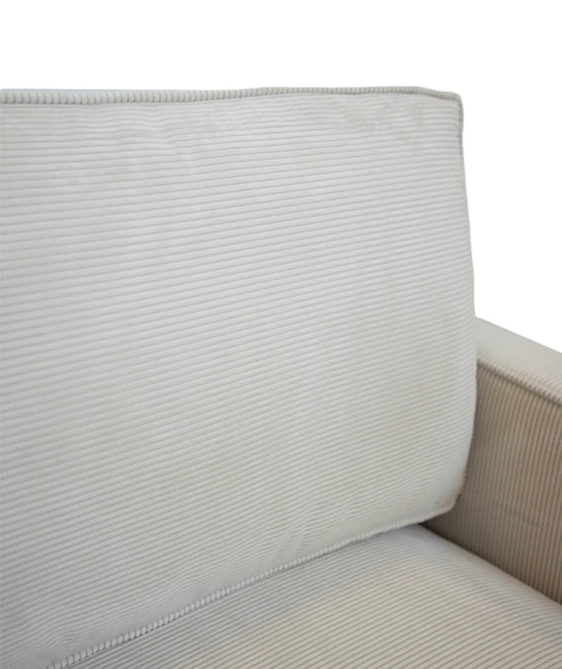 Beaumont Fabric Loveseat - Ivory Corduroy Striped Soft Velvet Upholste
