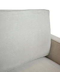 Beaumont Fabric Loveseat - Ivory Corduroy Striped Soft Velvet Upholste