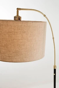 Stanley Black and Antique Brass Arc Floor Lamp