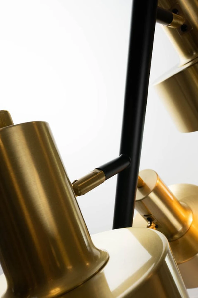 Arrigo 3 Light Black and Antique Brass Floor Lamp