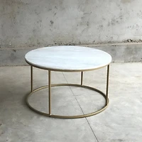 TANE Round Marble Coffee Table Brass Legs