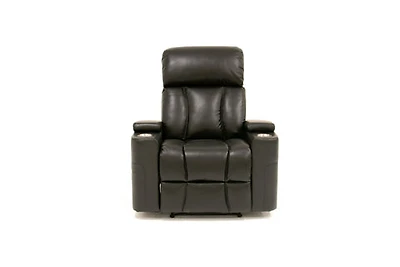 Aviator Leather Gel Power Recliner Chair - Black