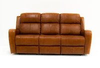 Cortana Power Reclining Genuine Leather Sofa - Saddle