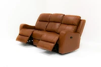 Cortana Power Reclining Genuine Leather Sofa - Saddle