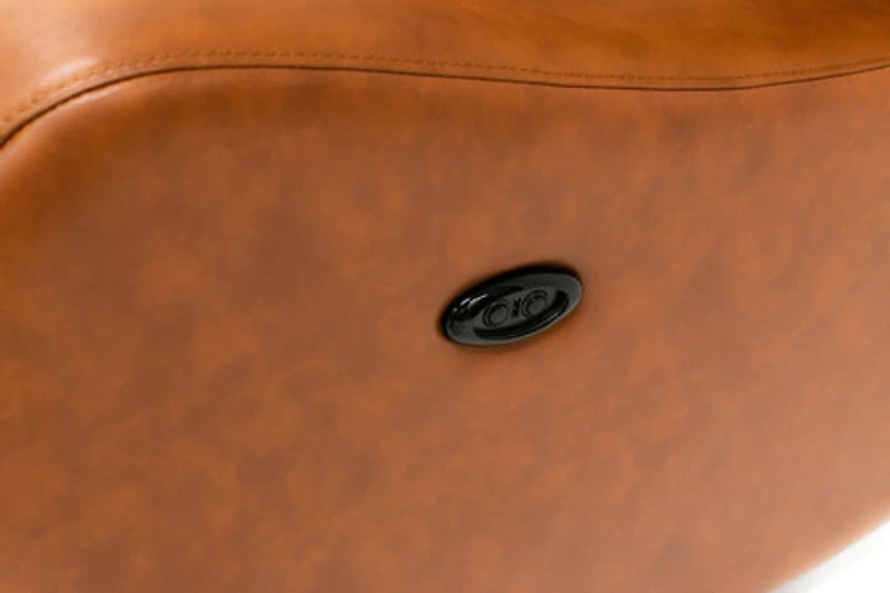 Cortana Power Reclining Genuine Leather Sofa - Saddle