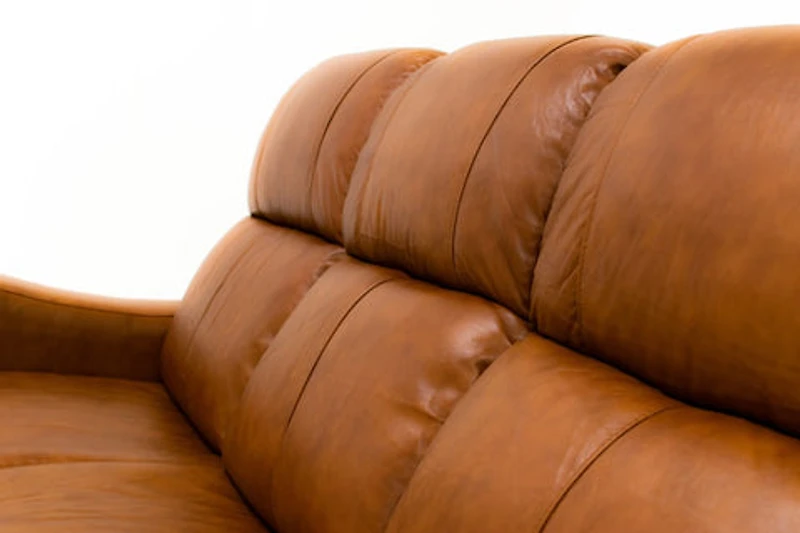Cortana Power Reclining Genuine Leather Sofa - Saddle