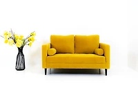 Alfie Mid Century Velvet Fabric Loveseat - Dijon