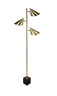 Sophie Triple Head Floor Lamp Anique Brass