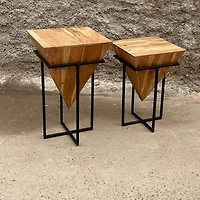 MOHAN INVERTED PYRAMID NATURAL SIDE TABLE