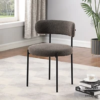 Ronda Dining Chair Boucle Fabric - Dark Brown