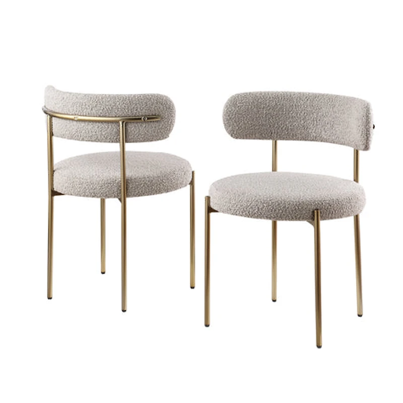 Ronda Boucle Fabric Dining Chair Brushed Brass