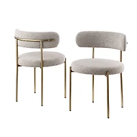 Ronda Boucle Fabric Dining Chair Brushed Brass