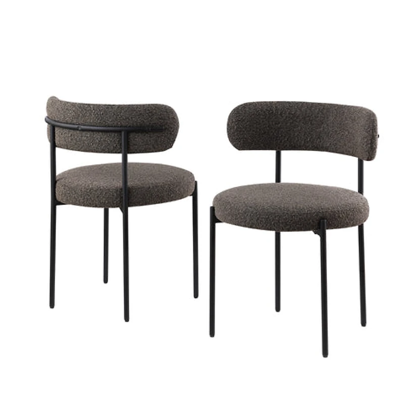 Ronda Dining Chair Boucle Fabric - Dark Brown
