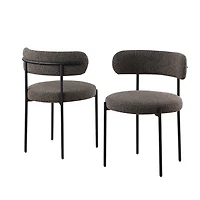 Ronda Dining Chair Boucle Fabric - Dark Brown