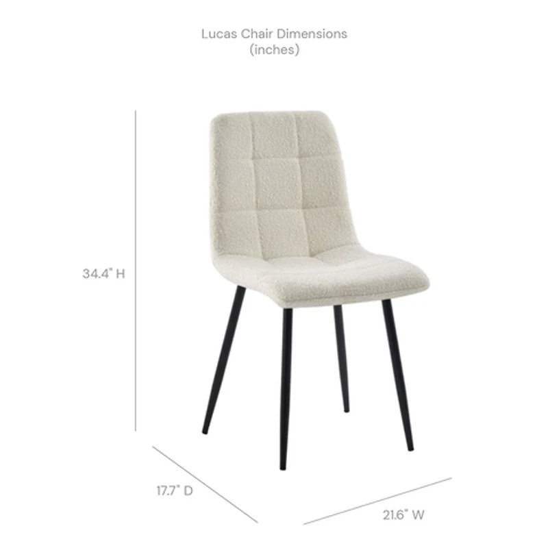 Lucas Fabric Dining Chair - Pearl Boucle