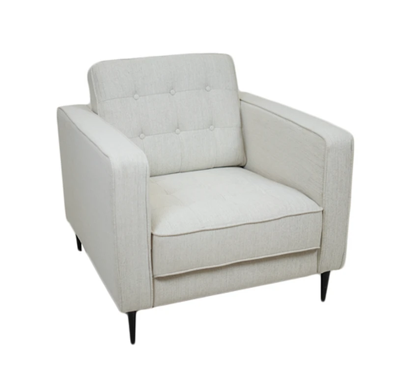 Lucas Mid Century Fabric Chair - Oatmeal Fabric