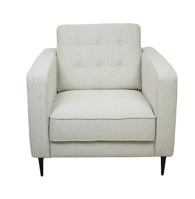 Lucas Mid Century Fabric Chair - Oatmeal Fabric