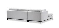 Fritzie Fabric Sectional Sofa Black Metal Legs Left Chaise - Grey