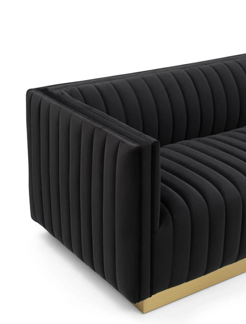 Elba Mid Century Sofa - Velvet Black