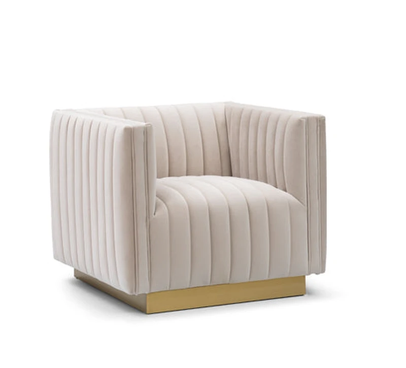 Elba Mid Century Chair - Velvet Buff Beige