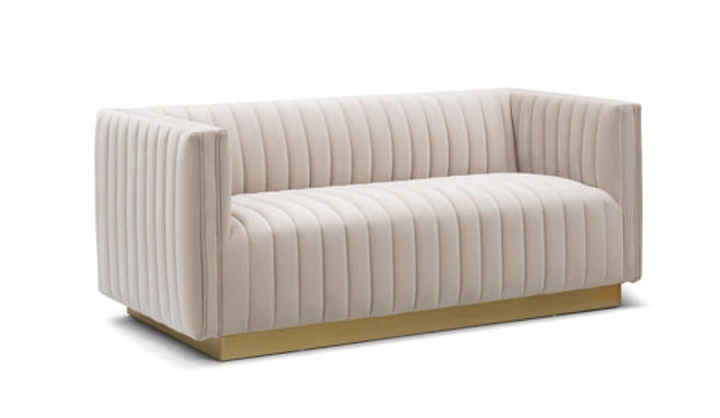 Elba Mid Century Loveseat - Velvet Buff Beige